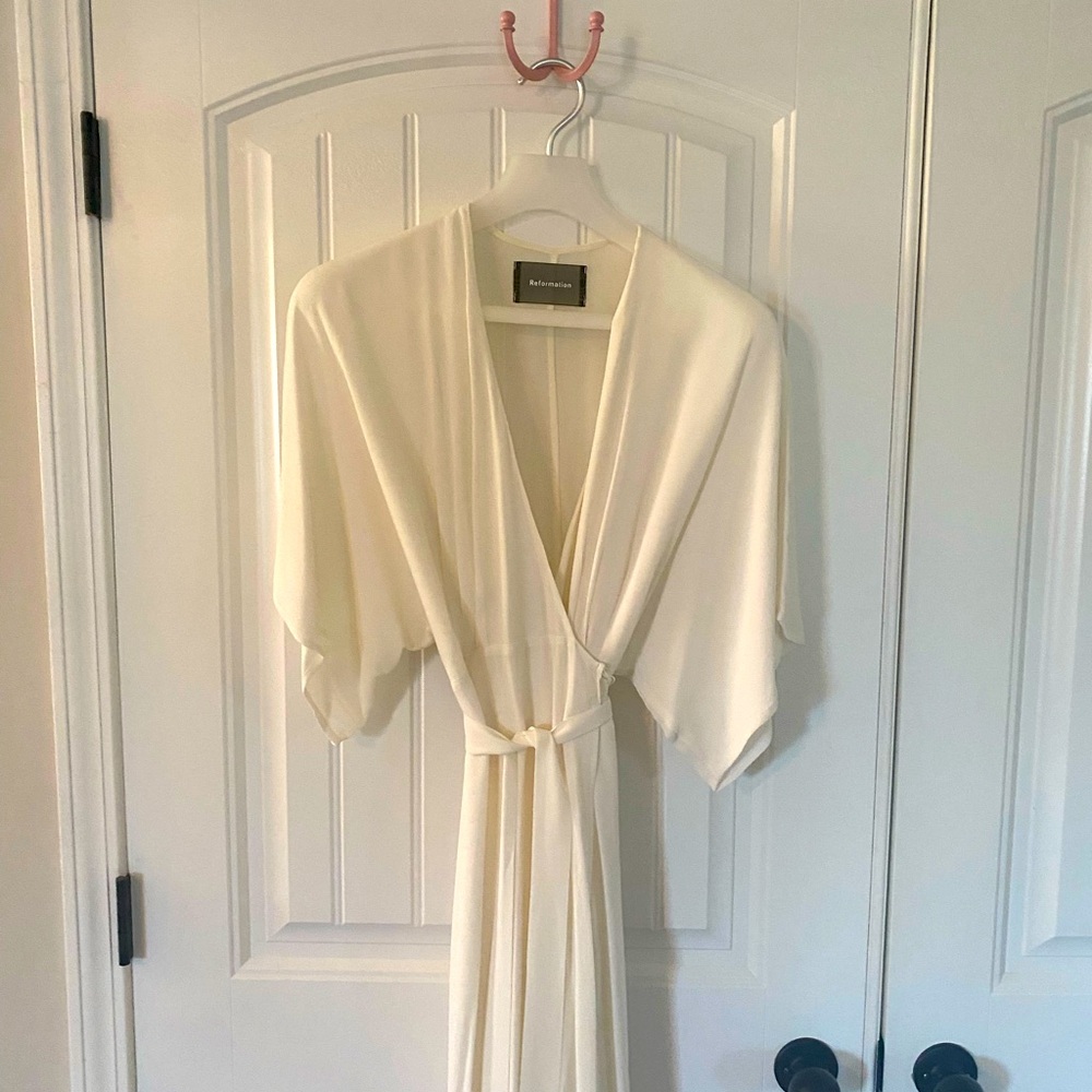 Reformation Winslow Wrap Dress in Ivory — Size L